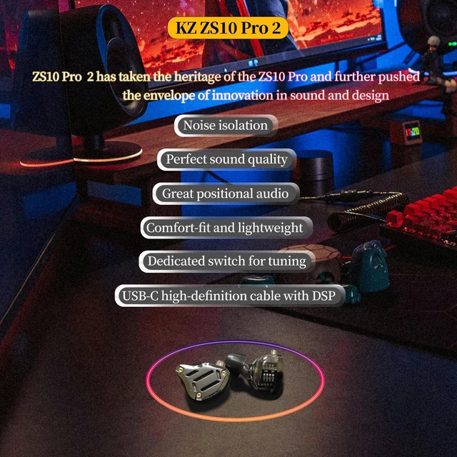 Alt view image 2 of 7 - ZS10 Pro 2 USB C IEM with Mic for Gaming 4BA+1DD in Ear Monitors Deep Bass Type-C Headphone, Comfort-Fit Sound Isolating Wired Earbuds, High-Definition Decoding DSP with 4 EQ Modes