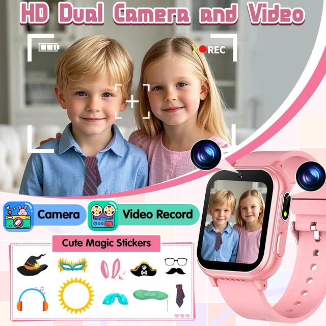Alt view image 5 of 6 - Waterproof Smart Watch for Kids Girls Age 5-12 with 32 Games, Dual Camera, Habit Tracking, Music Player, Video, HD Touchscreen Kids Smart Watch Birthday Gift Toy for 3-12 Year Old (Light Pink)