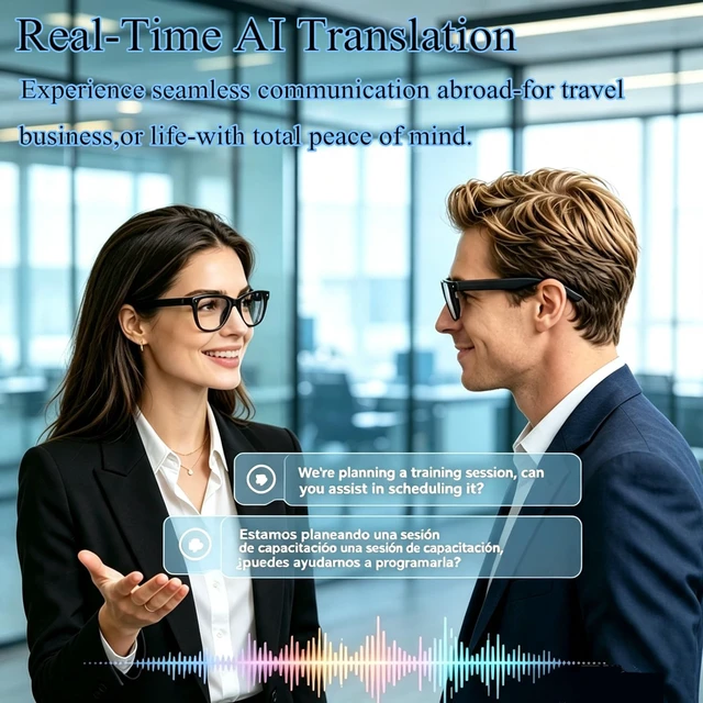 Alt view image 3 of 6 - Camera Glasses AI Smart Glasses with Camera,Video Recording Bluetooth Glasses for Men Women 4K HD Outdoor AI Video Glasses for Real Time Translation