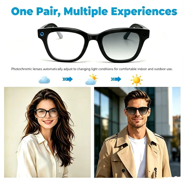 Alt view image 6 of 6 - Camera Glasses AI Smart Glasses with Camera,Video Recording Bluetooth Glasses for Men Women 4K HD Outdoor AI Video Glasses for Real Time Translation