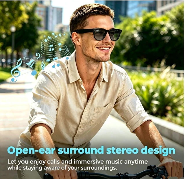 Alt view image 5 of 6 - Camera Glasses AI Smart Glasses with Camera,Video Recording Bluetooth Glasses for Men Women 4K HD Outdoor AI Video Glasses for Real Time Translation
