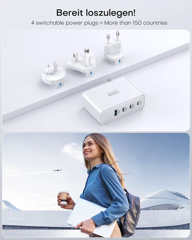 Alt view image 2 of 7 - 100W USB C Travel Charger, 4-Ports Foldable Travel Adapter Plug Converter with UK/EU/AU Plugs,Fast Charging for Macbook Pro/Air,for iPad Pro/iPhone 16/15 Pro Max, for 45w Samsung Galaxy, White