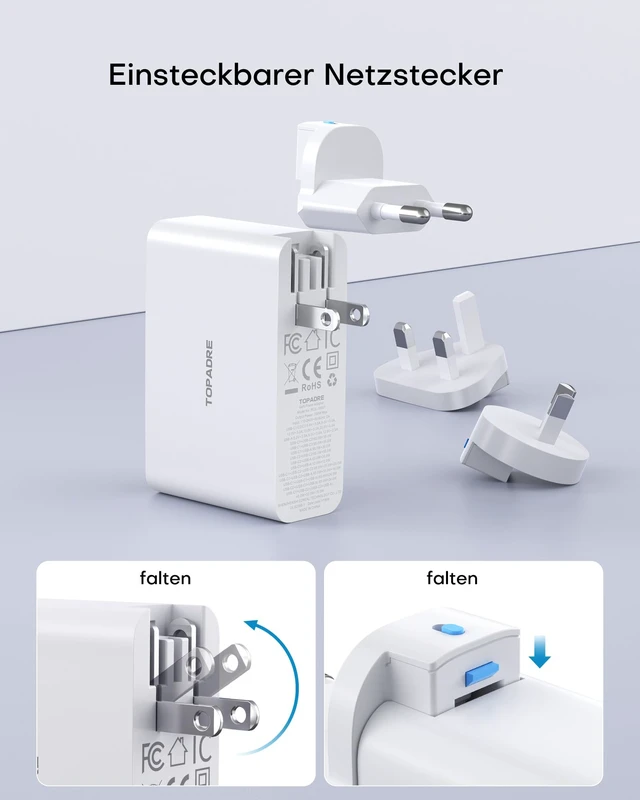 Alt view image 5 of 7 - 100W USB C Travel Charger, 4-Ports Foldable Travel Adapter Plug Converter with UK/EU/AU Plugs,Fast Charging for Macbook Pro/Air,for iPad Pro/iPhone 16/15 Pro Max, for 45w Samsung Galaxy, White