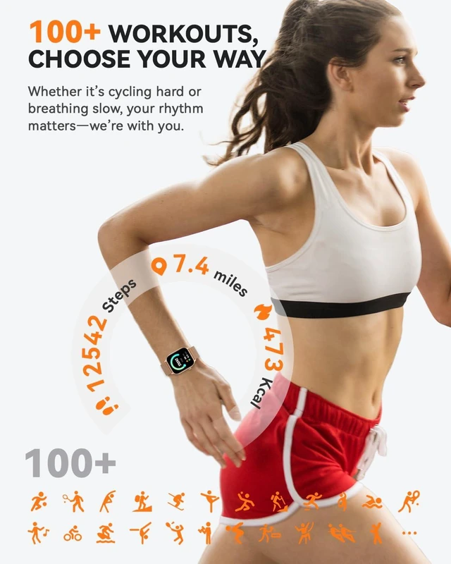 Alt view image 3 of 7 - Smart Watches for Women (Calls/Reminders), 1.85" HD Smart Watch for Android Phones & iPhone Compatible, 120+ Sport Modes Fitness Watch, Heart Rate/SpO2/Sleep Tracker, IP68 Waterproof