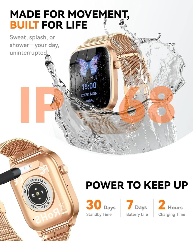 Alt view image 6 of 7 - Smart Watches for Women (Calls/Reminders), 1.85" HD Smart Watch for Android Phones & iPhone Compatible, 120+ Sport Modes Fitness Watch, Heart Rate/SpO2/Sleep Tracker, IP68 Waterproof