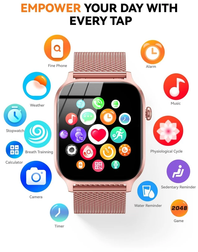 Alt view image 7 of 7 - Smart Watches for Women (Calls/Reminders), 1.85" HD Smart Watch for Android Phones & iPhone Compatible, 120+ Sport Modes Fitness Watch, Heart Rate/SpO2/Sleep Tracker, IP68 Waterproof