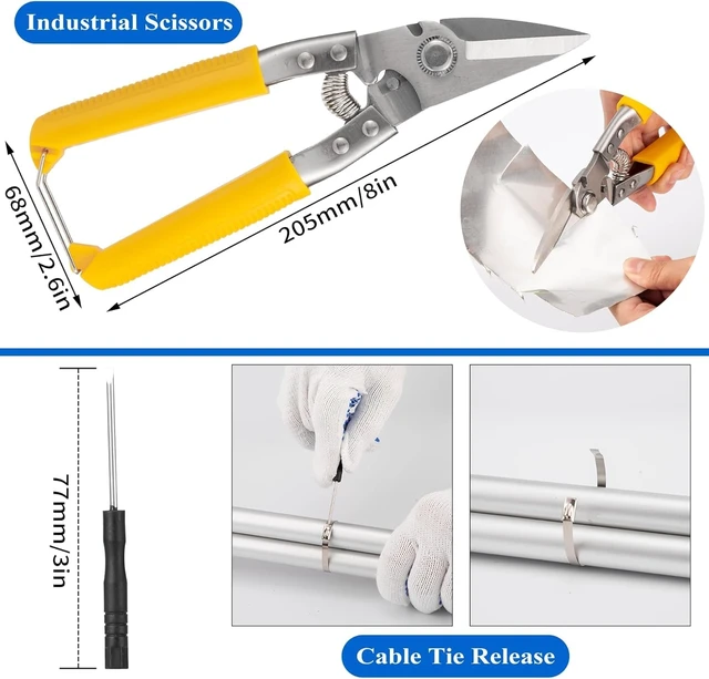 Alt view image 3 of 7 - Stainless Steel Cable Tie Gun Set with Adjustable Tension Auto Cut Fastening Tool for Exhaust Pipe, Chain Link Fence, Auto Repair & Industrial Cable Binding (Extra Large 100PCS)