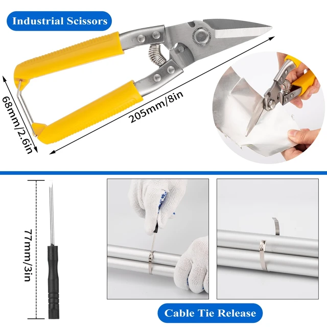 Alt view image 5 of 7 - Stainless Steel Cable Tie Gun Set with Adjustable Tension Auto Cut Fastening Tool for Exhaust Pipe, Chain Link Fence, Auto Repair & Industrial Cable Binding (Extra Large 100PCS)