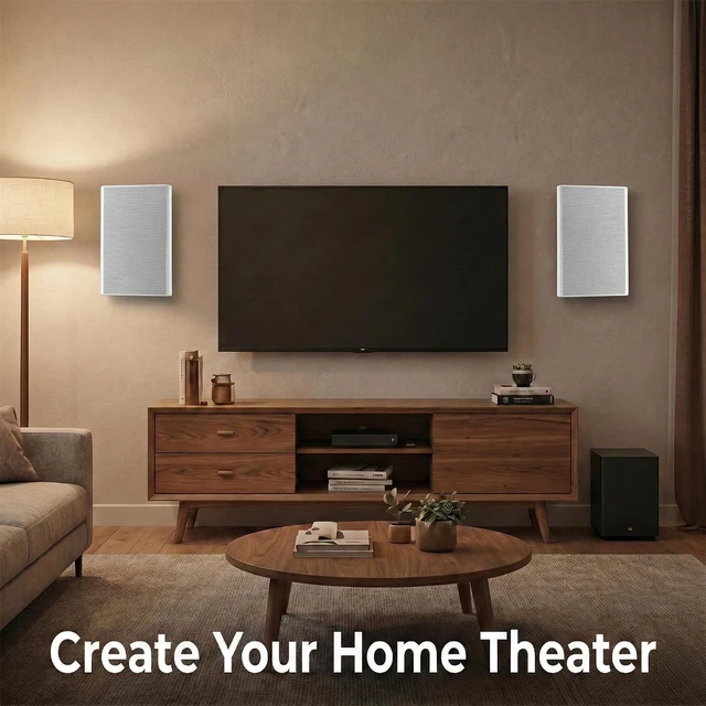Alt view image 7 of 7 - Ultra Slim 5.25 Inch 240W Wall Mount Speakers, 8 Ohm Passive Home Theater Indoor Speakers for Bedroom, Kitchen, Living Room,White(Pair)
