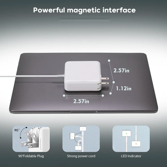 Alt view image 5 of 7 - 45W Magnetic Laptop Air Charger, Replacement for Mag2 T-Tip Shape AC Power Adapter, Fast Laptop Charging Connector Compatible with MacBook Air 11-inch and 13-inch After Mid 2012 (Between 2012-2017)