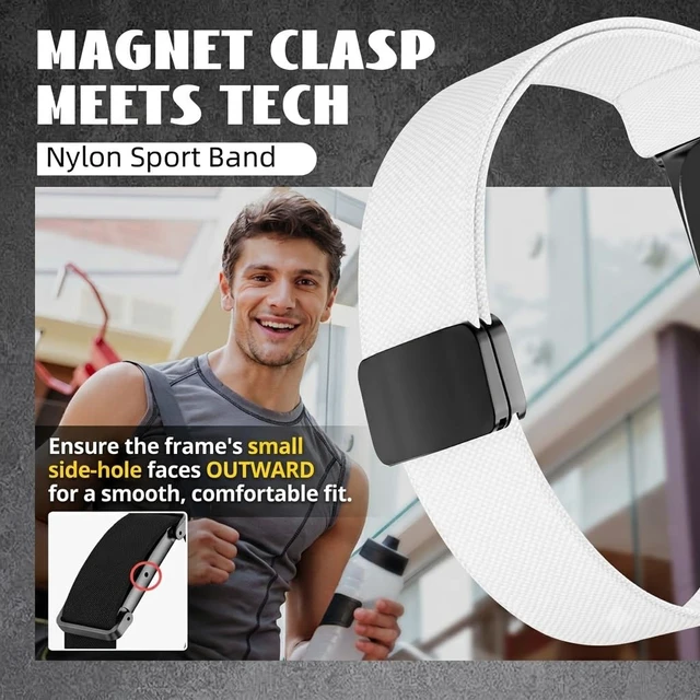 Alt view image 2 of 7 - Magnetic Nylon Band Compatible with Google Fitbit Air Active Band 20g Featherlight Sport Strap with Quick-Adjust Magnetic Clasp for Men Women,Breathable Moisture-Wicking Wristband Replacement