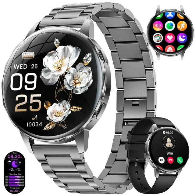 Main image of Smart Watch for Women, Answer/Make Call,1.27'' HD Clear Screen Fitness Tracker with Heart Rate/Sleep/Blood Pressure/Pedometer,Smartwatch for iPhone/Samsung/Android, 110+ Sport Modes,Waterproof Black