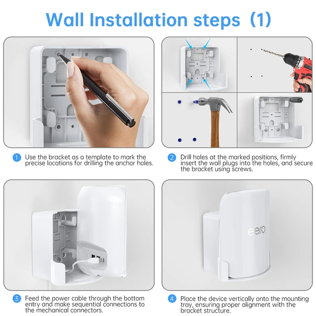 Alt view image 6 of 7 - ® 2-in-1 Wall & Outlet Mount Kit for eero Pro 7 WiFi 7 Router Fits eero Pro 7 Tri-Band Mesh Wi-Fi 7 Router, Hidden Cable Management, Durable ABS Plastic, Space-Saving Design,White, 2 Pack