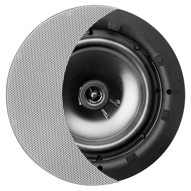 Alt view image 3 of 6 - 8" in Ceiling Speaker Pair 120W, Trimless Magnetic Grille, Pivoting Tweeter, Paintable Grille ACE800