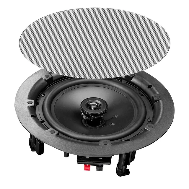 Alt view image 5 of 6 - 8" in Ceiling Speaker Pair 120W, Trimless Magnetic Grille, Pivoting Tweeter, Paintable Grille ACE800