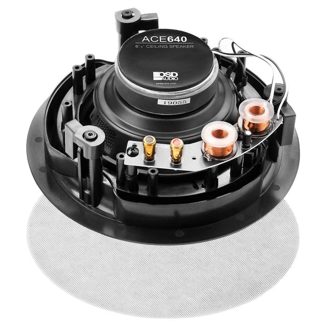 Alt view image 3 of 7 - 6.5" in Ceiling Speaker Pair 150W, Trimless Magnetic Grille, Pivoting Tweeter, Paintable Grille ACE640
