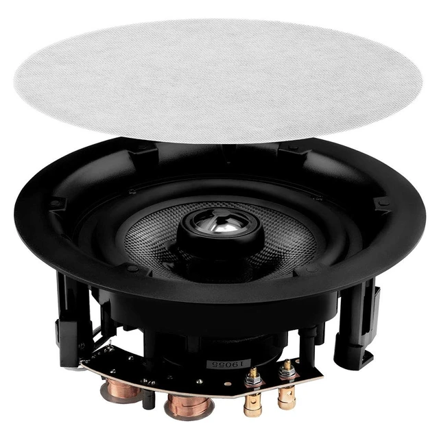 Alt view image 4 of 7 - 6.5" in Ceiling Speaker Pair 150W, Trimless Magnetic Grille, Pivoting Tweeter, Paintable Grille ACE640
