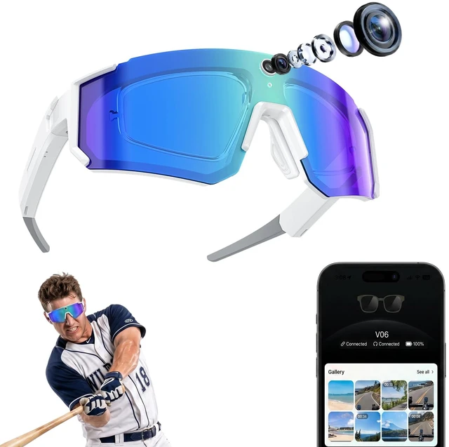 Main image of New 2026 AI Smart Glasses with Camera, Video Recording, Real-Time Voice Translator, Open-Ear Audio, Bluetooth & Voice Assistant, Wearable Camera Sunglasses for Sports