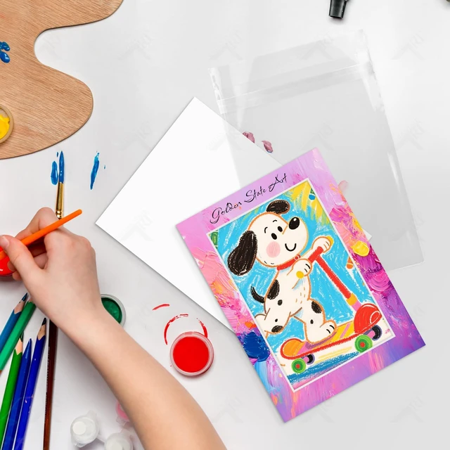 Alt view image 5 of 7 - 25 Pack White 5x7 Picture Mat for 4x6 Photo+Backers+Bags Acid-Free Pre-Cut Mat 3.5x5.5 Opening White Core Bevel Cut For Photo Art Poster or Print Display Mats Mattes