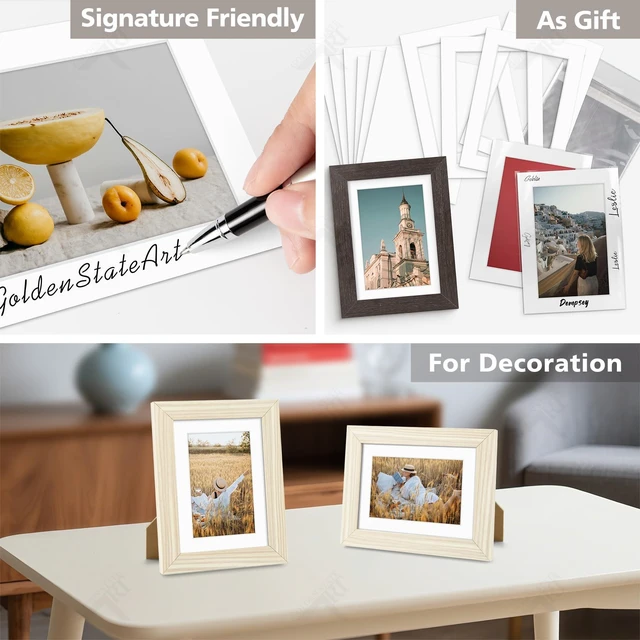 Alt view image 6 of 7 - 25 Pack White 5x7 Picture Mat for 4x6 Photo+Backers+Bags Acid-Free Pre-Cut Mat 3.5x5.5 Opening White Core Bevel Cut For Photo Art Poster or Print Display Mats Mattes