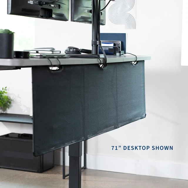 Alt view image 2 of 7 - Black Under Desk 60 in Cable Management Sleeve, DESK-SKIRT-60 Privacy Desk Skirt, Cable Organizer, Wire Hider Kit Panel System