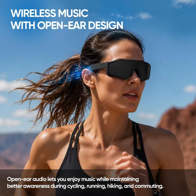 Alt view image 4 of 7 - New 2026 AI Smart Glasses with Camera, Video Recording, Real-Time Voice Translator, Open-Ear Audio, Bluetooth & Voice Assistant, Wearable Camera Sunglasses for Sports