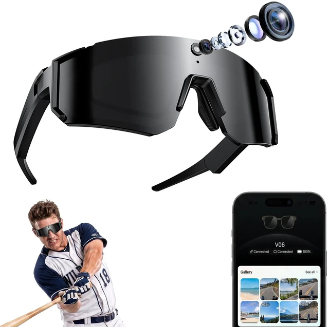 Main image of New 2026 AI Smart Glasses with Camera, Video Recording, Real-Time Voice Translator, Open-Ear Audio, Bluetooth & Voice Assistant, Wearable Camera Sunglasses for Sports