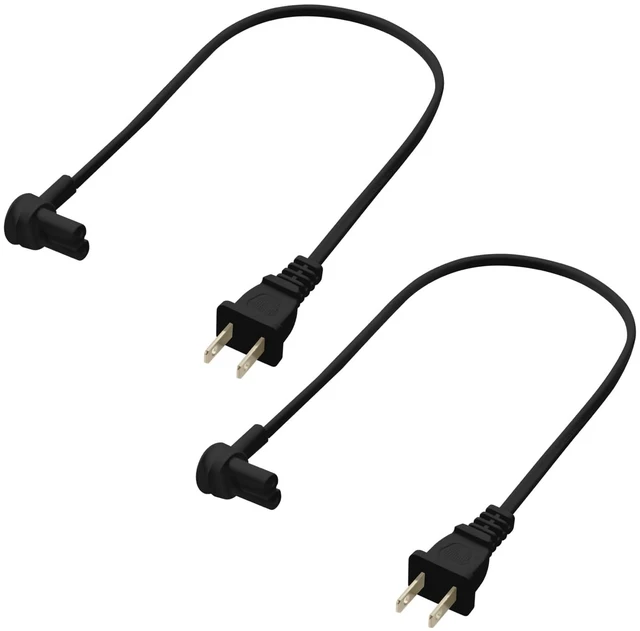 Main image of 2-Pack - Extra Short Power Cord Compatible with Sonos Era 100 and Era 300 Speakers (Black - 19.5 Inches)
