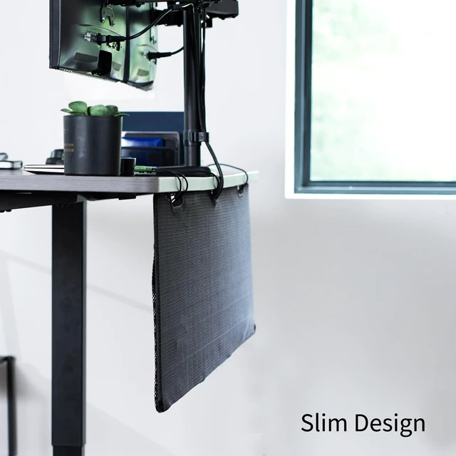 Alt view image 7 of 7 - Black Under Desk 60 in Cable Management Sleeve, DESK-SKIRT-60 Privacy Desk Skirt, Cable Organizer, Wire Hider Kit Panel System