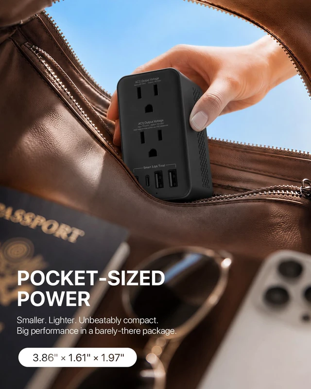 Alt view image 6 of 7 - 2000W 220V to 110V Voltage Converter US to Europe for Hair Dryer, Converter for European Travel, 6-in-1 Charging with 4 Plugs for Travel Worldwide