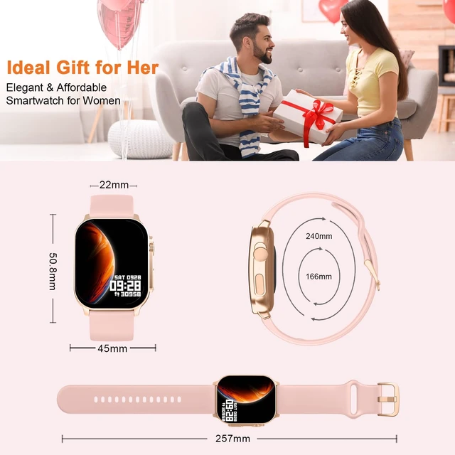 Alt view image 7 of 7 - Smart Watch, 2.01" AMOLED Curved Touchscreen Fitness Watch for Women, IP68 Waterproof, 24/7 Heart Rate/Sleep Monitor, Fitness Tracker with Pedometer, 120+ Sports Modes, Smartwatch for Android iOS Pink