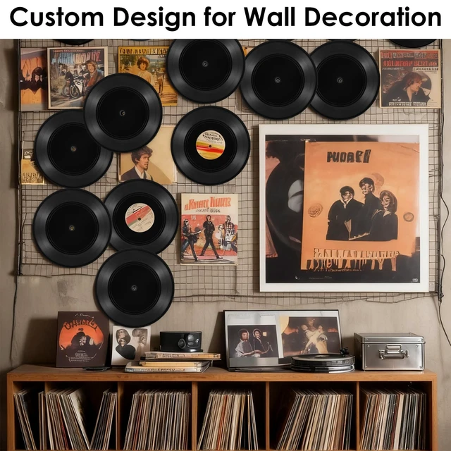 Alt view image 7 of 7 - 36 Pcs 7 Inch Black Blank Vinyl Records, Fake Retro Vinyl Records for Wall Decor, DIY Doodle Project, Wedding Signing