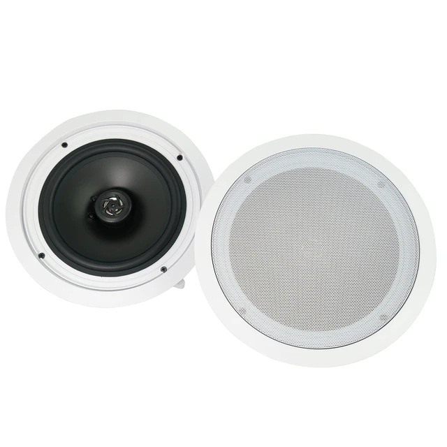 Alt view image 2 of 7 - CC80T White 8" 70V Commercial Ceiling Speakers Pair 2-Way, Adjustable Taps 20W, 15W, 10W, 5W, 2.5W, Swivel Tweeter, 8-Ohm 50W Handling, for Restaurant/Bar/Cafe Use