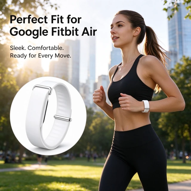 Alt view image 5 of 7 - 2 Pack Band for Google Fitbit Air Silicone Adjustable Replacement Strap Metal Buckle,Stretchy Elastic Sport Strap, Wristband for Women and Men