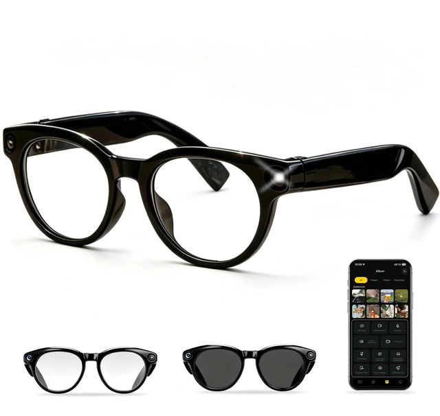 Main image of AI Smart Glasses with 8MP Camera, 1080P Video & 4K Photos,voice Assistant Real-Time Translation,Object Recognition,Bluetooth & Open-Ear Audio, Hands-Free Vlogging, Travel (2 Lenses)