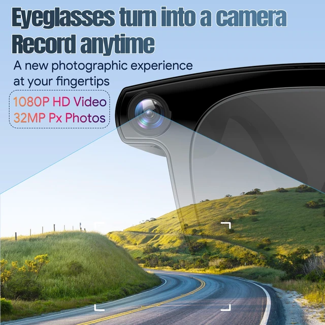 Alt view image 3 of 7 - AI Smart Glasses with 8MP Camera, 1080P Video & 4K Photos,voice Assistant Real-Time Translation,Object Recognition,Bluetooth & Open-Ear Audio, Hands-Free Vlogging, Travel (2 Lenses)
