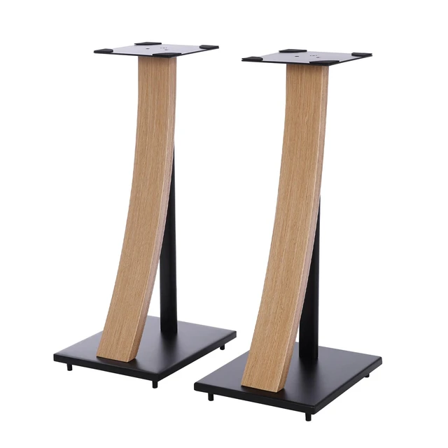 Alt view image 3 of 7 - One Pair Fixed Height Universal Speaker Floor Stands with Real Wood - Oak - 290 Series