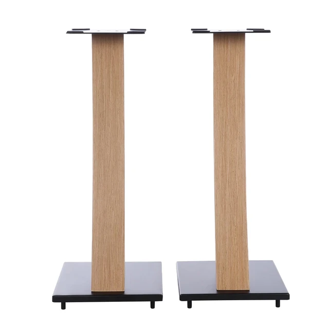 Alt view image 4 of 7 - One Pair Fixed Height Universal Speaker Floor Stands with Real Wood - Oak - 290 Series