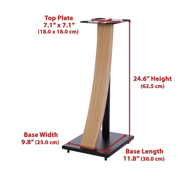 Alt view image 5 of 7 - One Pair Fixed Height Universal Speaker Floor Stands with Real Wood - Oak - 290 Series