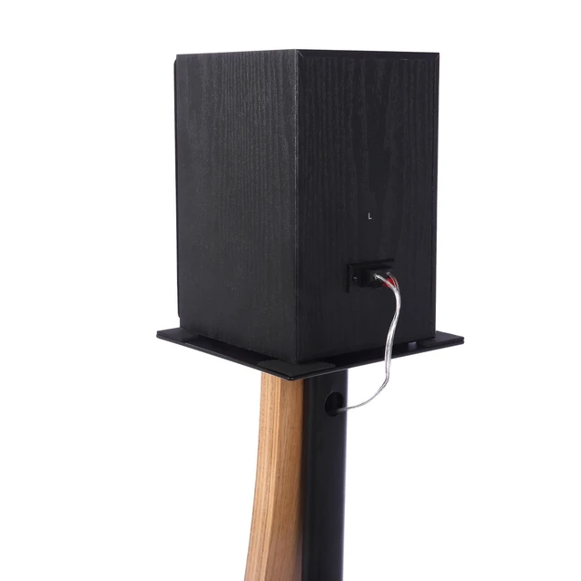 Alt view image 6 of 7 - One Pair Fixed Height Universal Speaker Floor Stands with Real Wood - Oak - 290 Series