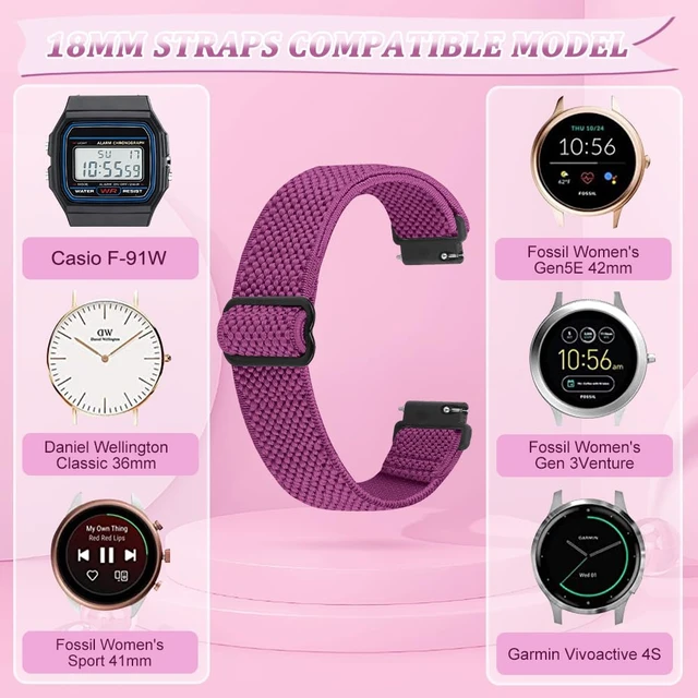 Alt view image 4 of 7 - 3 Pack Elastic Band Compatible with Casio F-91W/F-84/F-94/F-105/F-108/AE-1200/W-217H/W-218H/A-158W/A-168W/SGW-300H/W-800H, Adjustable Stretchy Sport Strap Comfortable Nylon Replacement Wristband