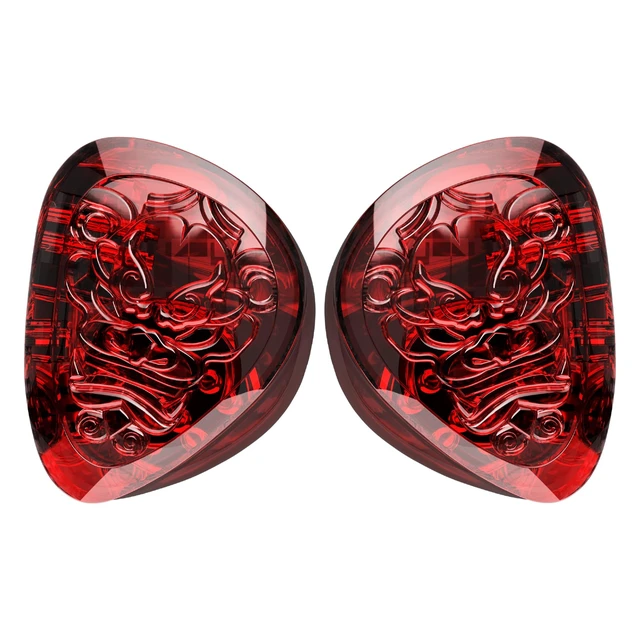 Alt view image 2 of 7 - Wan'er S.G II Red Lion in Ear Monitor, Gaming IEM Earphones, HiFi Wired Earphones with Silicone Headphone Organizer, Tang Sancai Wide Bore Eartips, Sonic Eartips (Red, 3.5mm)