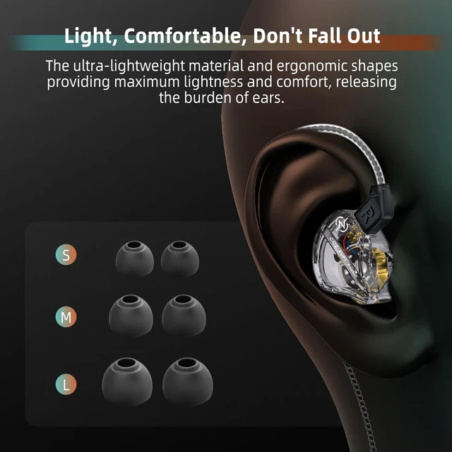 Alt view image 5 of 7 - CCZ DC01 Pro USB C Headphones Wired Type-C in Ear Monitor Headphone, Professional USB C Wired Earbuds Super Bass Gaming IEMS with 1DD Patent Ear fin Ear tips for Singer Musician (Black, USBC-With Mic)