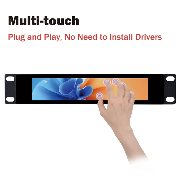 Alt view image 3 of 7 - 6.91 inch 1424x280 LCD Touch Screen 1U Rack Mount Monitor for DeskPi RackMate T0/T1/T2/T0 Plus/T1 Plus/TL1/T1/2 Plus Server Cabinet and 10 inch Server Rack