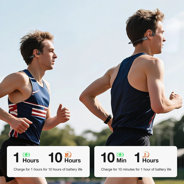 Alt view image 2 of 7 - Bone Conduction Headphones, Open Ear Headphones with Bluetooth 6.0 Lightweight Sports Headphones for Running & Cycling, IP56 Sweat Resistant, 10H Playtime with Mic for Outdoor Workouts