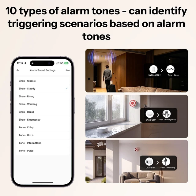 Alt view image 5 of 7 - Indoor Zigbee Siren SNZB-09P Adjustable volume, multiple built-in sound options, maximum volume 105 decibels, compatible with Home Assistant