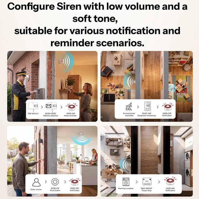Alt view image 7 of 7 - Indoor Zigbee Siren SNZB-09P Adjustable volume, multiple built-in sound options, maximum volume 105 decibels, compatible with Home Assistant