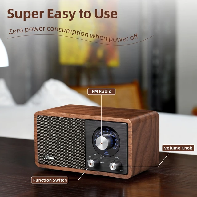 Alt view image 4 of 7 - Retro FM Bluetooth Radio Speaker for Office Kitchen Home Desk Decor Excellent Sound, Good Reception, Compact size, Built in White Noise, Built in 2600mah Rechargeable Battery