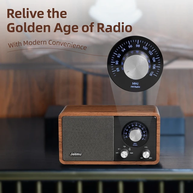 Alt view image 3 of 7 - Retro FM Bluetooth Radio Speaker for Office Kitchen Home Desk Decor Excellent Sound, Good Reception, Compact size, Built in White Noise, Built in 2600mah Rechargeable Battery