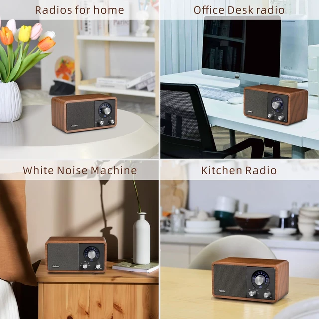 Alt view image 7 of 7 - Retro FM Bluetooth Radio Speaker for Office Kitchen Home Desk Decor Excellent Sound, Good Reception, Compact size, Built in White Noise, Built in 2600mah Rechargeable Battery
